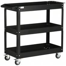 Steel Workshop Trolley With 3 Shelves On Casters With Handle - Max. Load 150 Kg - 83 X 35.3 X 76 Cm Black - 查看 9