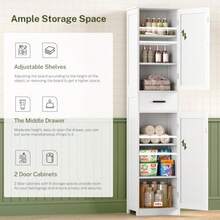 Tall Bathroom Cabinet Storage Cabinet with 6 Shelves and Drawer Bathroom Storage Cabinet with Adjustable Shelves Tall Cabinet for Living Room Home Office White - Blanco - Ver 6