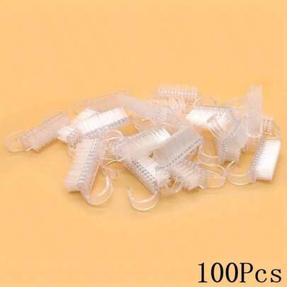 100支透明小号指甲除尘刷，带手柄，用于清洁指甲、指甲粉，适用于清洁手指甲、脚指甲、手和脚。