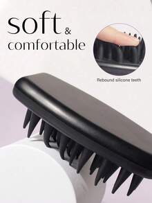 1/2 Pcs Shampoo Brush Scalp Massager Comb, Silicone Long Handle Hair Cleaning Brush, Promotes Hair Growth And Removes Dandruff, Home Hairdressing Comb (Pink, Black, Brown, Purple), Hair Styling Tools, Hair Accessories - Multicolor - View 9