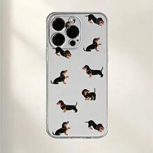 1个可爱腊肠犬图案透明全包加厚防震TPU时尚手机壳，兼容 11/12/13/14/15/16/17 Pro Max/Plus/XR/7/8、A56/55/54/53/52/51、S25/24/23/22/21系列 - 彩色 - 查看 5