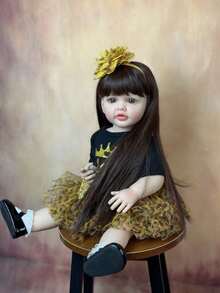 Lifelike 55cm Soft Vinyl Full Body Reborn Girl Baby Can Stand Doll, 22inch Princess Toddler Newborn Art Birthday Christmas Gifts For Child - Black - View 7