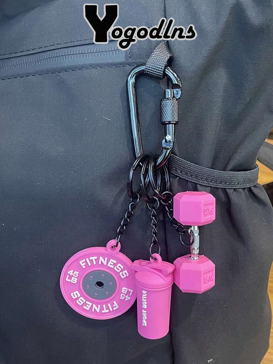 Yogodlns Gym Series Key Chain Color Handmade Rope Key Ring Fashion Pendant Dumbbell Kettlebell Keychain Bag Charms Car Key Ring Hand-Woven Fitness Keychain