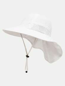 1 chiếc mũ lưới màu trơn cho trẻ em, mũ du lịch đi biển chống nắng cho trẻ em từ 8-16 tuổi - Nhiều màu - Xem 9