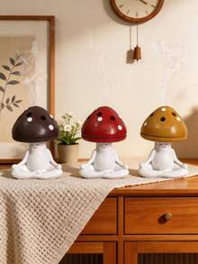 1pc Mushroom Shaped Resin Decor - Cute Ramadan Incense Burner & Ornament, Suitable For Dining Room, Living Room, Desk, Yoga And Meditation Space - Multicolor - View 3