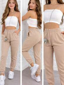 Women's Thick Jogger Sweatpants With High Waist - kerinduan - View 3