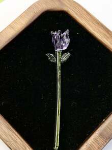 玻璃花盆家居裝飾，小型花瓶馬蹄蘭鬱金香人造植物花禮，釉面花束，（手工製作，顏色與尺寸略有差異）適合情人節 - 彩色 - 查看 16