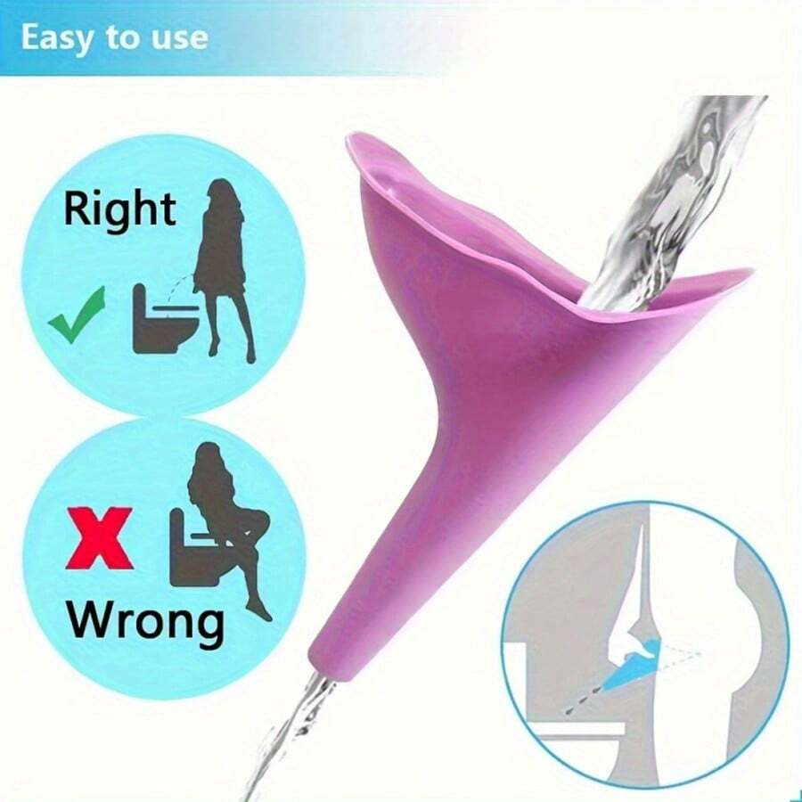 Portable Silicone Urination Funnel For Women, Compact Foldable Design With Carrying Case - Reusable Standing Urination Device For Traveling, Camping, Hiking, Sanitary Hygiene Accessory - Multicolor - View 1