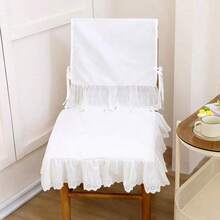 1件装法式椅套 高端白色简约荷叶镂空刺绣家用实木椅背套 - 彩色 - 查看 11