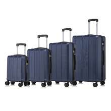 YONSLY Suitcase 16/20/24/28 Inch With 4 Wheels, 360° Combination Lock, Mesh Compartment, Soft Rubber Handle, Lightweight, Shockproof Trolley Suitcase, Carry-On Hard Shell Suitcase - 深藍 - 查看 8