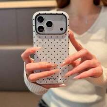 GIIPPA Glossy White Polka Dot Phone Case On Black Background, Compatible With IPhone 17, 17 Air, 16, 15, 14, 13, 12, 11, Pro Max, Plus, X, XS - 白色 - 查看 3