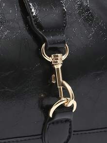 1pc Vintage Minimalist Crescent Moon Shaped Adjustable Strap Handbag, Suitable For Dates, Outings, Gatherings, Compact And Portable,Women's Tote Bag, Women's Fashion Backpack, Women's Functional Backpack, Women's Handbag, Women's Shoulder Bag, Women's Dinner Bag, Women's Backpack, Wallet, Elegant Women's Handbag, Handbag, Women's Work Bag, Travel Essentials, Beach Bag, Women's Wallet And Handbag, Essential Items For Shipping, White Wallet, Vacation Essentials, Wedding Supplies - 黑色 - 查看 5