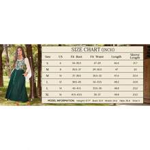 2026 Women's Renaissance Costume Floral Lace Up Bell Sleeve Peasant Medieval Fairy Dress - 收穫蘑菇 - 查看 10