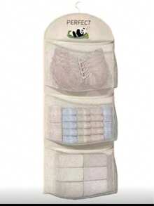 3-Tier Hanging Bra & Sock Storage Net Bag - Suitable For Dorm And Home, Wall-Mounted Transparent Pocket Design Multi-Layer Clothing Organizer Bag - Multicolor - View 9