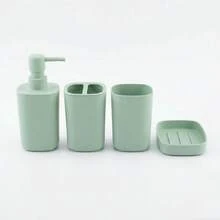 6pcs Bathroom Accessories Set, Bathroom Vanity Sets With Toilet Brush, Trash Can, Tumbler, Soap Dish, Toothbrush Holder & Soap Dispenser - Multicolor - View 20