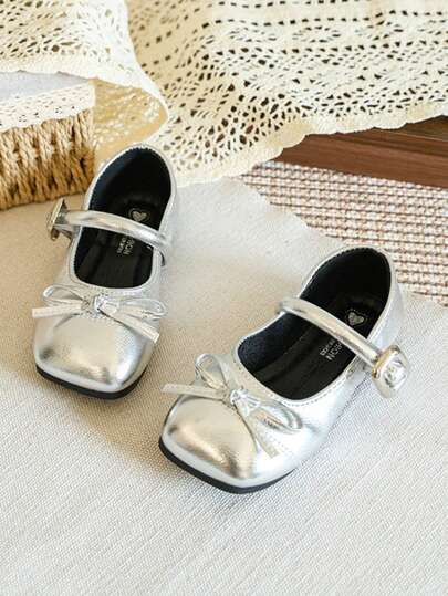 Girls' Butterfly Decor Princess Shoes, Toddler Girls' Versatile Fashion Leather Shoes, Spring/Summer Girls' Hook And Loop Casual Shoes, Design For Big Kids