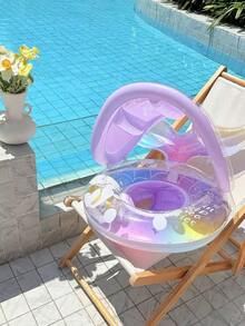1个闪亮女童游泳圈遮阳罩，儿童腋下游泳圈，婴儿座椅游泳圈 - 粉色 - 查看 3