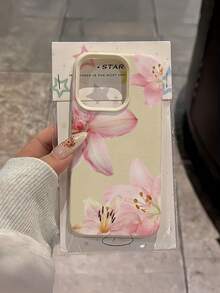 1pc White Elegant Lily Flower Minimalist Full Coverage TPU Shockproof Phone Case, Compatible With IPhone 17, 16, 15, 14, 13, 12, 11 Pro Max, Air, And Series - Multicolor - View 1