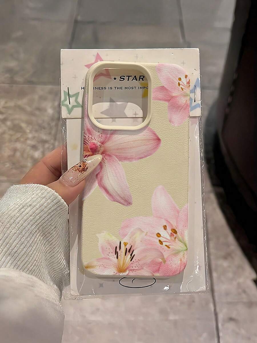 1pc White Elegant Lily Flower Minimalist Full Coverage TPU Shockproof Phone Case, Compatible With IPhone 17, 16, 15, 14, 13, 12, 11 Pro Max, Air, And Series - Multicolor - View 1