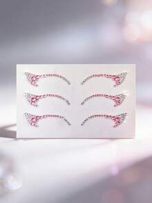 1 pieza Pegatina de delineador de ojos con cristales de color rosa y plateado - Pegatina facial brillante de cristal, decoración de maquillaje impermeable y sin adhesivo para festivales, fiestas y uso diario en primavera/verano, adecuada para mujeres - Multicolor - Ver 8