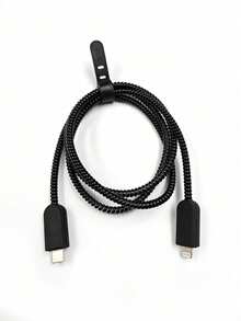 5PCS Black TPU Anti-Fall Charger Protective Case Data Cable Winding Rope Compatible With Apple 18W/20W Charger - Black - View 8