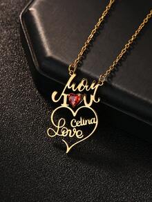 Dây chuyền mặt dây chuyền hình trái tim khắc tên và tên "Mẹ yêu mẹ" bằng thép không gỉ, quà tặng sinh nhật và Ngày của Mẹ, quà tặng dành cho nữ. - Nhiều màu - Xem 5