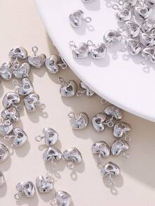 Bộ 1/3 mặt dây chuyền hình trái tim đính đá Zirconia thủ công, mạ vàng/bạc 18K, phụ kiện trang sức nhỏ nhắn tinh tế, có thể làm thành bông tai, mặt dây chuyền hoặc vòng cổ. - Mặt dây chuyền tình yêu DIY - Xem 2