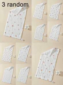 5/3条装随机尺寸25*50厘米6层100%纯棉纱布毛巾，柔软新生儿浴巾，儿童面巾 - 彩色 - 查看 12