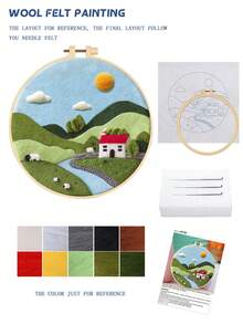 Kit de pintura em feltro de lã inacabado para faça você mesmo, inclui tiras de lã coloridas, superfície de trabalho em espuma, 3 agulhas de feltragem e todos os materiais necessários para um artesanato fácil. - Kit de materiais estilo C - Ver 8