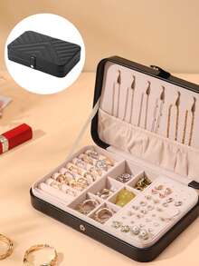 Hộp đựng trang sức bằng da cao cấp dành cho nữ, dung tích lớn, đựng được bông tai, dây chuyền, nhẫn, vòng tay, đồng hồ, quà tặng Ngày của Mẹ. - Nhiều màu - Xem 13