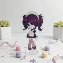 1pc Gradient Color Pigtail Girl & Black Hair Pigtail Girl In Maid Outfit Detachable Main Character Standee With High-End Interchangeable Base. Simple Assembly, Unique Decor Item And Great Gift Choice. - متعدد الألوان - مشاهدة 3