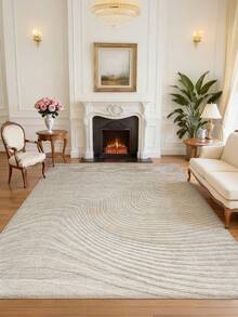 1 件装极简波浪纹浅米色地毯，采用柔软舒适的材质，易于清洁，底部防滑，适用于装饰客厅、卧室、浴室、厨房、餐厅、办公室和庆祝活动。 - 米色 - 查看 4