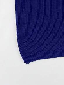 Plus Size Men's Solid Color Crew Neck Casual Loose Knit Short Sleeve Top - Blue - View 9
