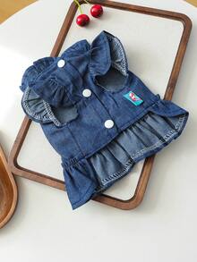 PETCIRCLE 1pc Pet Dress, Dog Skirt For Small Dogs, Casual Princess Dress With Bow Tie - Butterfly Skirt - Blue - View 8