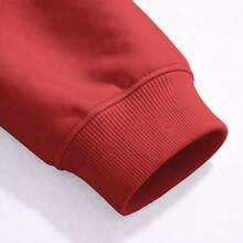 Plain Crew Neck Sweatshirt With No Print, Stylish Tumblr Style For Cold Winters - Red - View 6