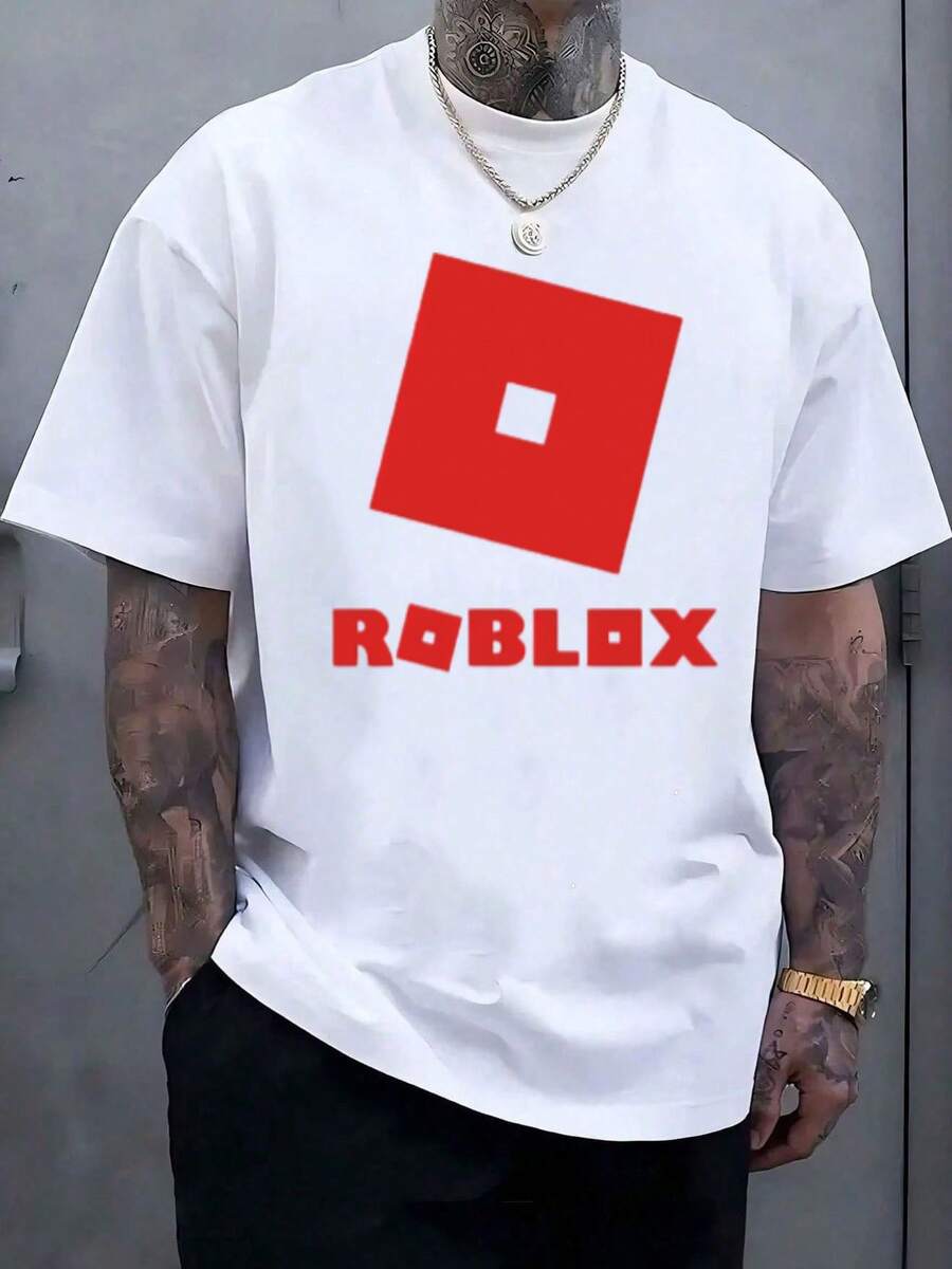 Robloxs-Xxxl 100% Cotton T-Shirt - Gamer T-Shirt For Kids And Adults  Streamer Merch  Video Game Lover Gift Gaming Tee,Cartoon Anime Game Robloxs T-Shirt,Robloxs Player Fan Gift - 白色4 - 查看 1