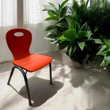 Silla Plástica Apilable para Niños Armazón de Acero 50 cm de Altura 40 cm de Ancho Roja - Rojo - Ver 2