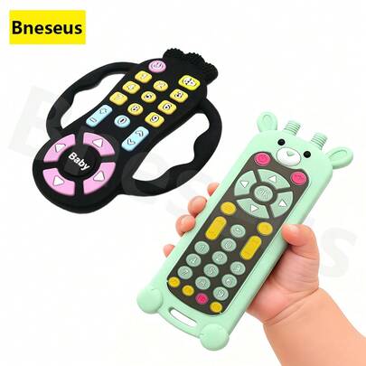 Bneseus 1个婴儿硅胶磨牙玩具，圣诞树和驯鹿图案，婴儿咀嚼玩具，男女宝宝圣诞礼物