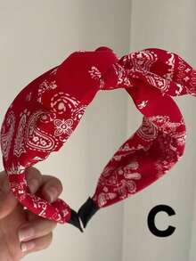 Summer New Simple Retro Fashion Paisley Bowknot Rabbit Ear Wide-Brimmed Bright Fabric Hairband Headband For Women - Multicolor - View 4