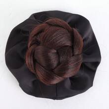 4 Inch Synthetic Low Bun Fake Hair Claw Clip Flower Bun Hairstyle Scrunchie Fake Hair Bun Fluffy Hair Accessory - Dark Brown - View 4