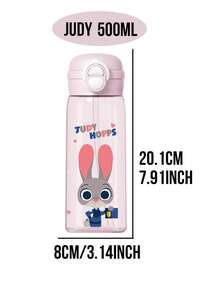 Bình nước Disney "Zootopia" 500ml, thiết kế hoạt hình Judy Hopps và Nick Wilde, chất liệu nhựa, mở nắp một chạm, cốc hai ống hút, chống rò rỉ, di động, bền, dễ vệ sinh, thích hợp cho trường học, du lịch, phòng tập thể dục, món quà lý tưởng cho người hâm mộ anime. - Nhiều màu - Xem 12