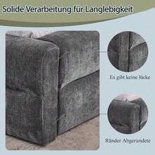 Double Bed 160*200cm, Chenille Fabric, Comfortable Backrest, Sturdy Eucalyptus And Iron Frame, Easy To Assemble, Dark Grey (Without Mattress) - Dark Grey - View 5