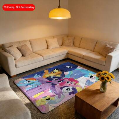 MY LITTLE PONY Tapete de boas-vindas com estampa de desenho animado americano (1 peça), tapete decorativo para entrada interna/externa, tapete de entrada para exterior, adequado para decoração de casa, ótimo para quarto, cozinha - presente de decoração de primavera