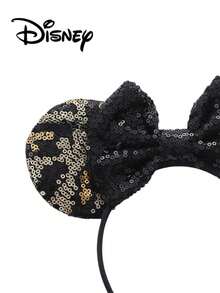 Disney 1件豹纹+黑色亮片发箍，豹纹+黑色亮片发箍 - 节日派对头饰、头饰、趣味拍照道具、游乐园配饰，适合生日派对和复活节活动，配有可爱蝴蝶结卡通发夹，公主装扮配饰发带发箍发箍头饰，旅行 - 彩色 - 查看 2
