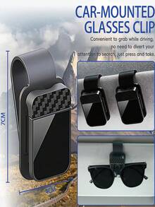 1pc Car Sun Visor Glasses Clip, Universal Fashion Car Glasses Clip, Carbon Fiber Car Sun Visor Stylish Glasses Storage Organizer, Button-Style Glasses Storage Organizer With Sponge, Suitable For Truck And Car Interior Accessories Most Models - Multicolor - View 8