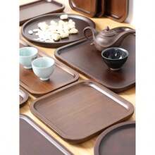1pc Brown Rectangular Tray, For Serving Food, Snacks, Beverages, Sushi, Steak, Pizza, Desserts, Cakes, Breads, Breakfast Tray, Coffee Tray, Tea Tray, Cold Cut Platter - Brown - View 7