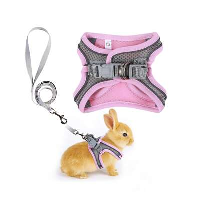 1pc Reflective Mesh Leash, Rabbit Leash, Rabbit Accessories, Chest Harness, Breathable Pet Vest, Adjustable Leash, Rabbit Pet Supplies, Suitable For Small And Medium Pets, Rabbit Supplies, Hamster Accessories, Hamster Leash, Hamster Supplies