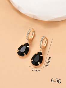 1 par de pendientes de mujer con gota de agua de cristal exagerada y minimalista con cristales de diamante - Colores combinados - Ver 7