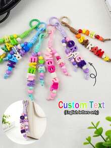 1pc Customized Colorful Letter Bag Charm, Multi-Color Beaded, Floral Keychain, Personalized Handmade Gift For Friends And Family - Colorful Keychains - View 1