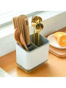 1pc Kitchen Utensil Drainer Rack, Cutlery Organizer Box, 3-Tier Detachable Drainer Rack, Made Of PP Material, Suitable For Kitchen And Dining Room, Can Be Used To Store Chopsticks, Forks, Spoons, Sponges, Brushes, Etc. - View 2